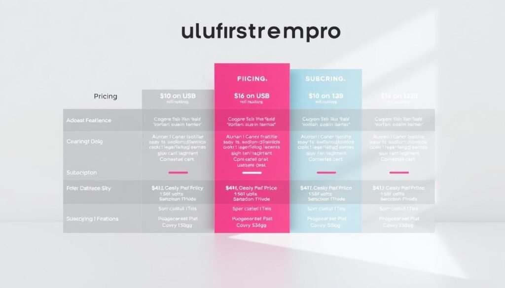A well-lit, high-quality comparison chart showcasing the different pricing plans and subscription options for ultrastreampro, a sleek and modern TV streaming service. The chart is set against a clean, minimalist background, allowing the plan details to take center stage. Each plan is presented in a clear, organized manner, with concise and informative labeling. The layout is visually appealing, with a balance of text and negative space, drawing the viewer's attention to the key features and pricing of each ultrastreampro offering.