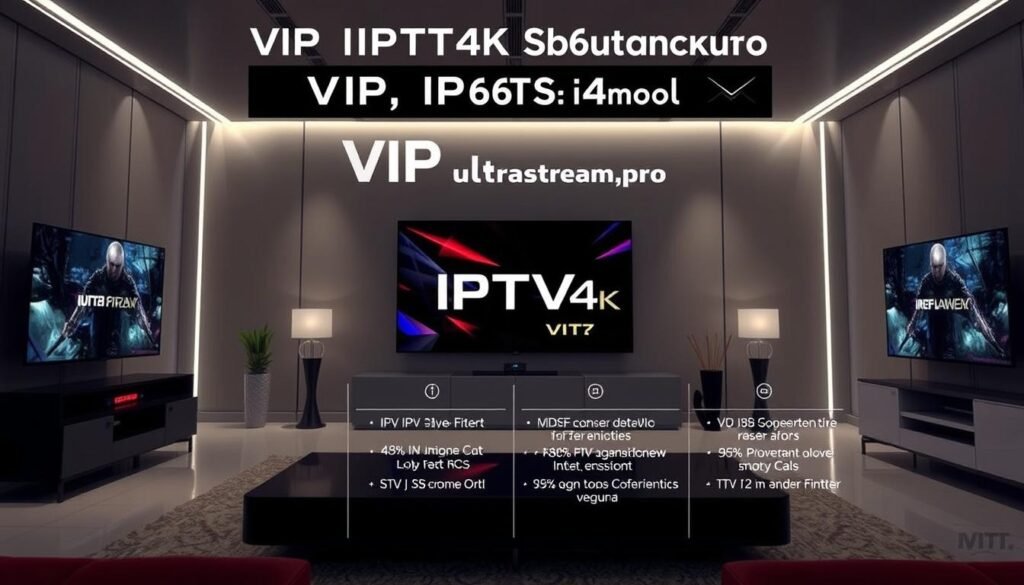 Detailed, cinematic scene of a "VIP IPTV4K Service Comparison" for ultrastreampro.net. Showcasing the features and benefits of the VIP IPTV4K service in a sleek, modern setting. Crisp 4K resolution with dynamic lighting and camera angles. Prominent display of ultrastreampro brand identity. Neutral color palette with pops of vivid accents. Clean, minimalist layout highlighting key comparison points. Conveys a sense of premium, high-quality viewing experience. Detailed, cinematic scene of a "VIP IPTV4K Service Comparison" for ultrastreampro.net. Showcasing the features and benefits of the VIP IPTV4K service in a sleek, modern setting. Crisp 4K resolution with dynamic lighting and camera angles. Prominent display of ultrastreampro brand identity. Neutral color palette with pops of vivid accents. Clean, minimalist layout highlighting key comparison points. Conveys a sense of premium, high-quality viewing experience.